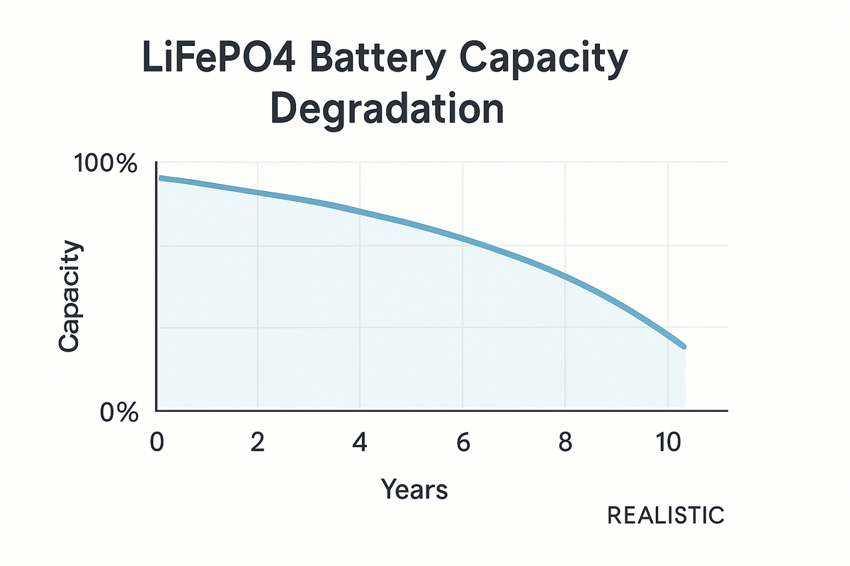 LiFePO4 battery cycle life chart showing long lifespan compared to traditional lithium batteries