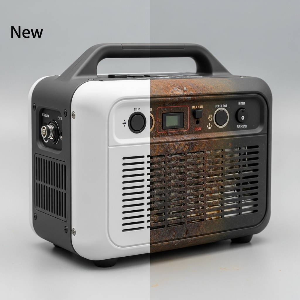 Salt spray results: IEC 60068-2-11 on portable PV housings