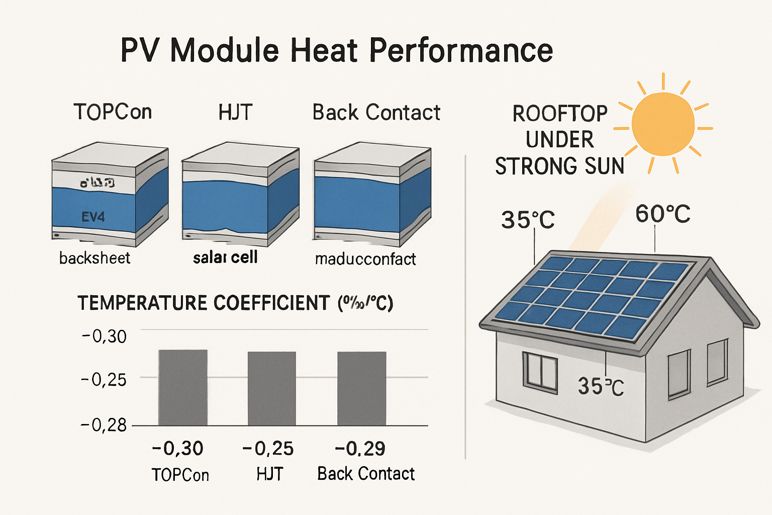 TOPCon vs HJT vs Back Contact: Which Module Wins in Heat?