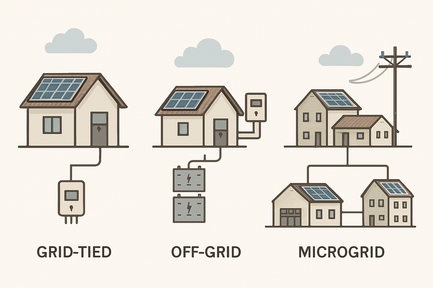 Which notice applies: grid-tied, off-grid, or microgrid?
