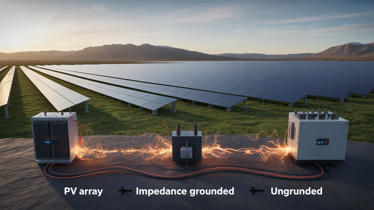 Benchmarking fault currents by grounding topology in PV/ESS
