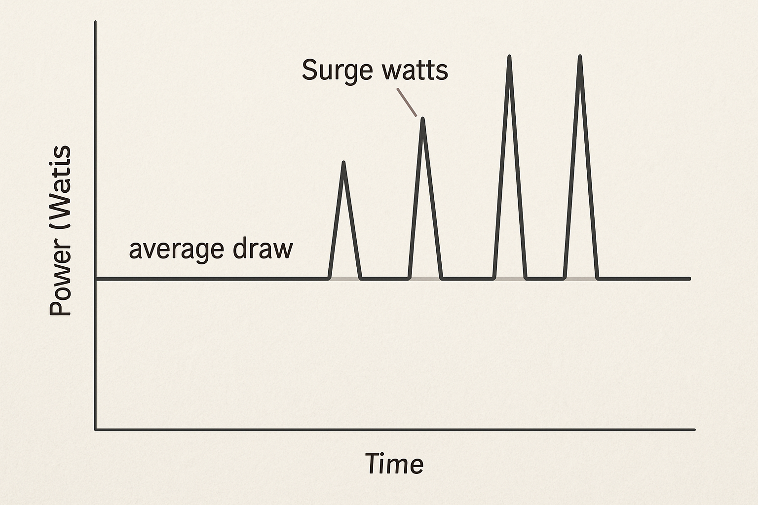 What's the difference between surge watts and average draw?