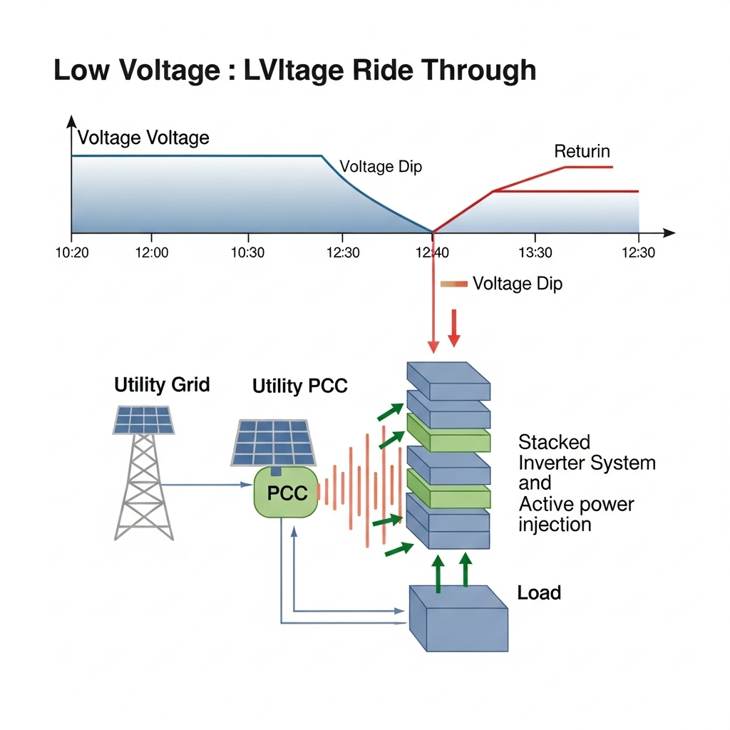 Data brief: FFR, LVRT, anti‑islanding in stacked inverters