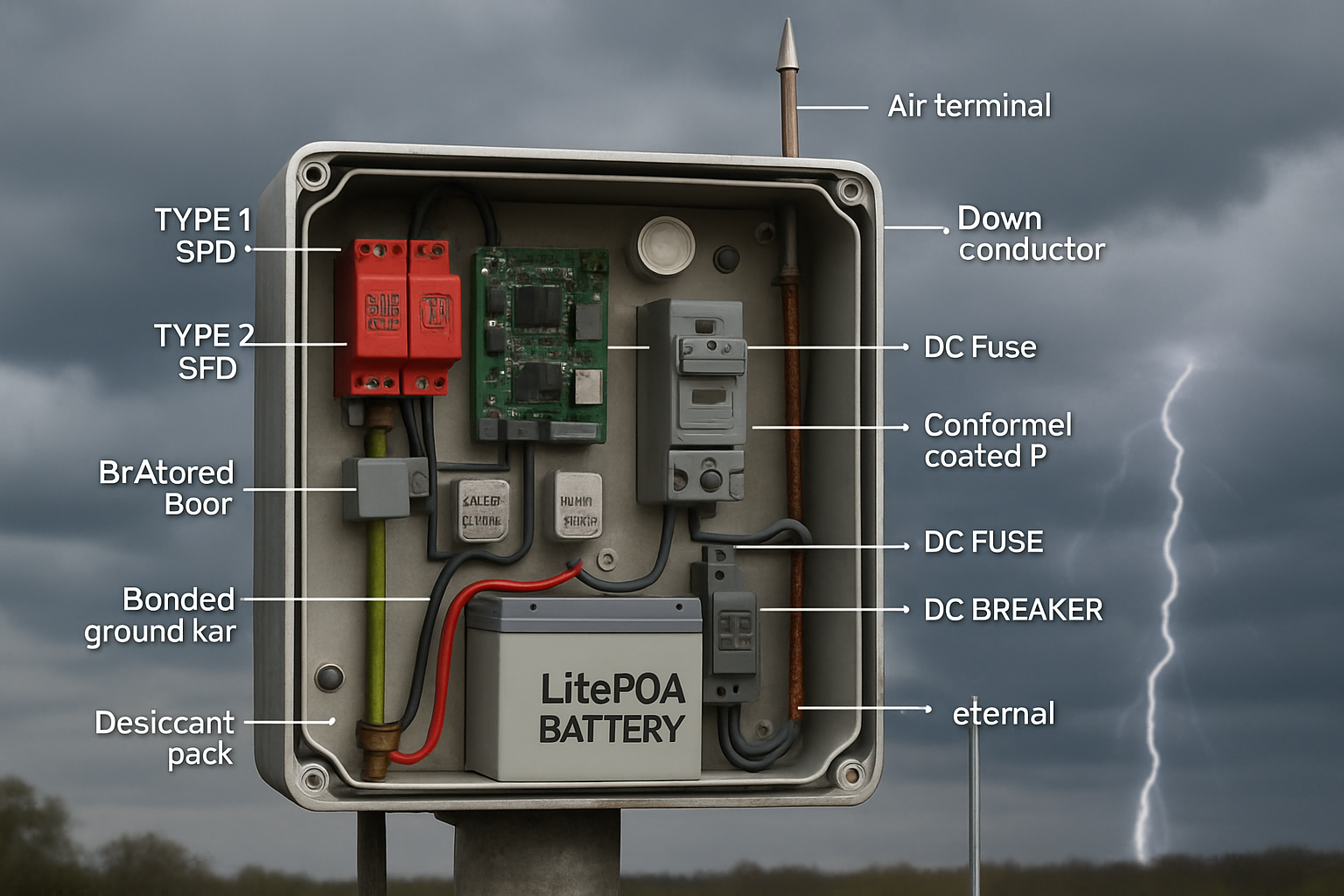 Lightning, humidity, and shorts: Hardening outdoor LiFePO4