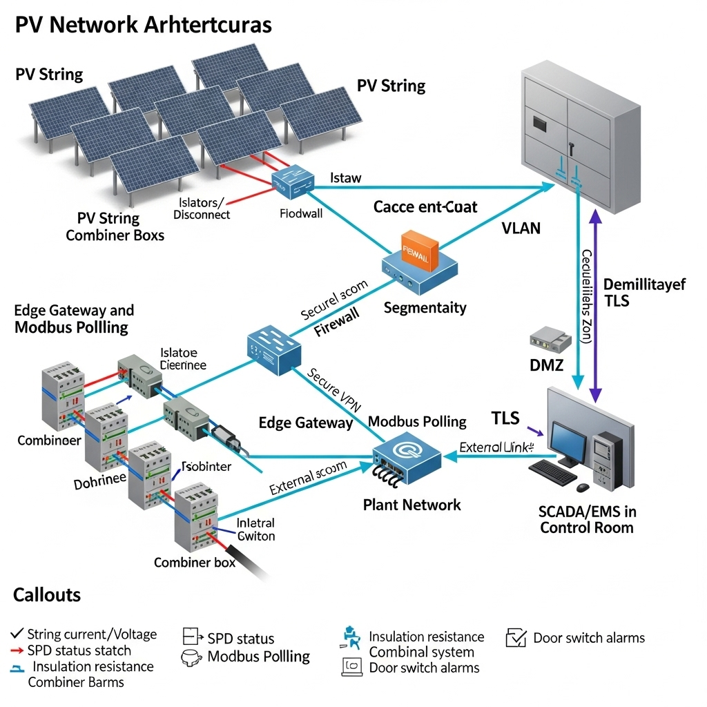 Integrate combiner telemetry into SCADA, cyber-safe