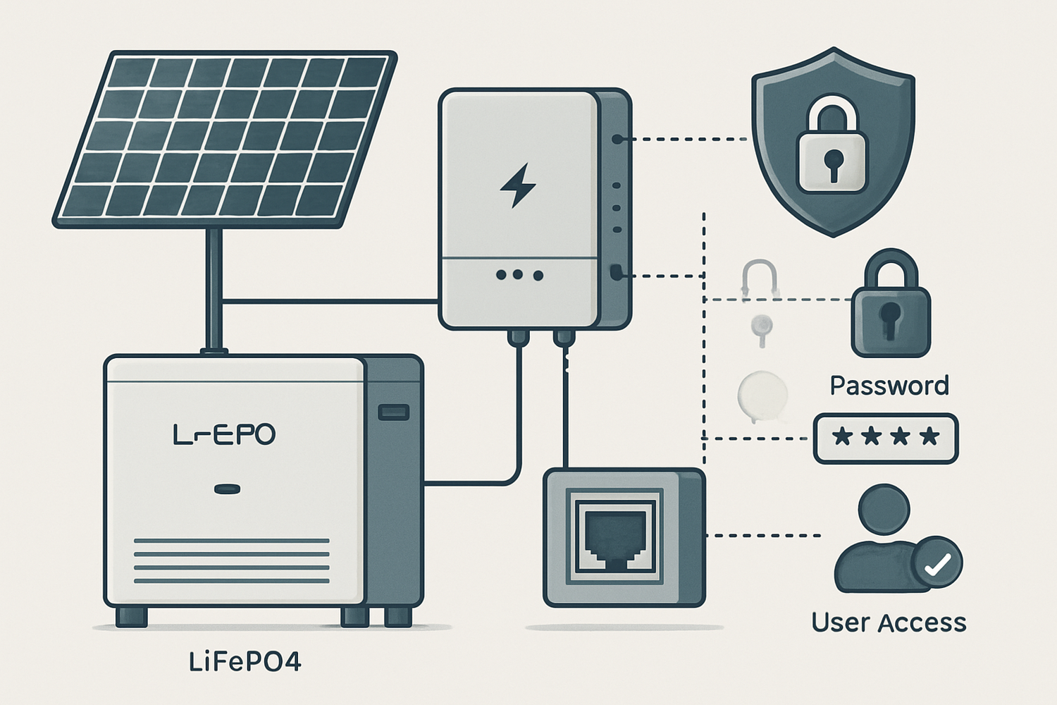Securing LiFePO4-based off-grid ESS: passwords, ports, people