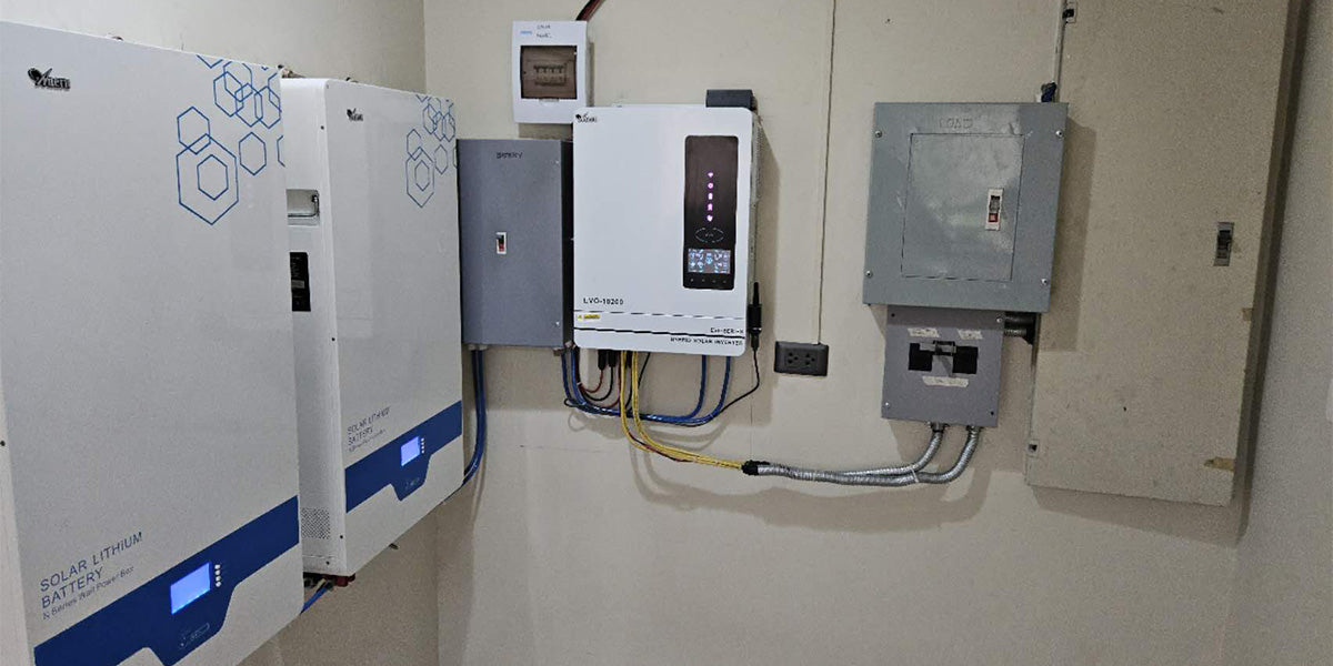 Residential system setup in the Philippines showcasing two Anern lithium batteries and a hybrid solar inverter