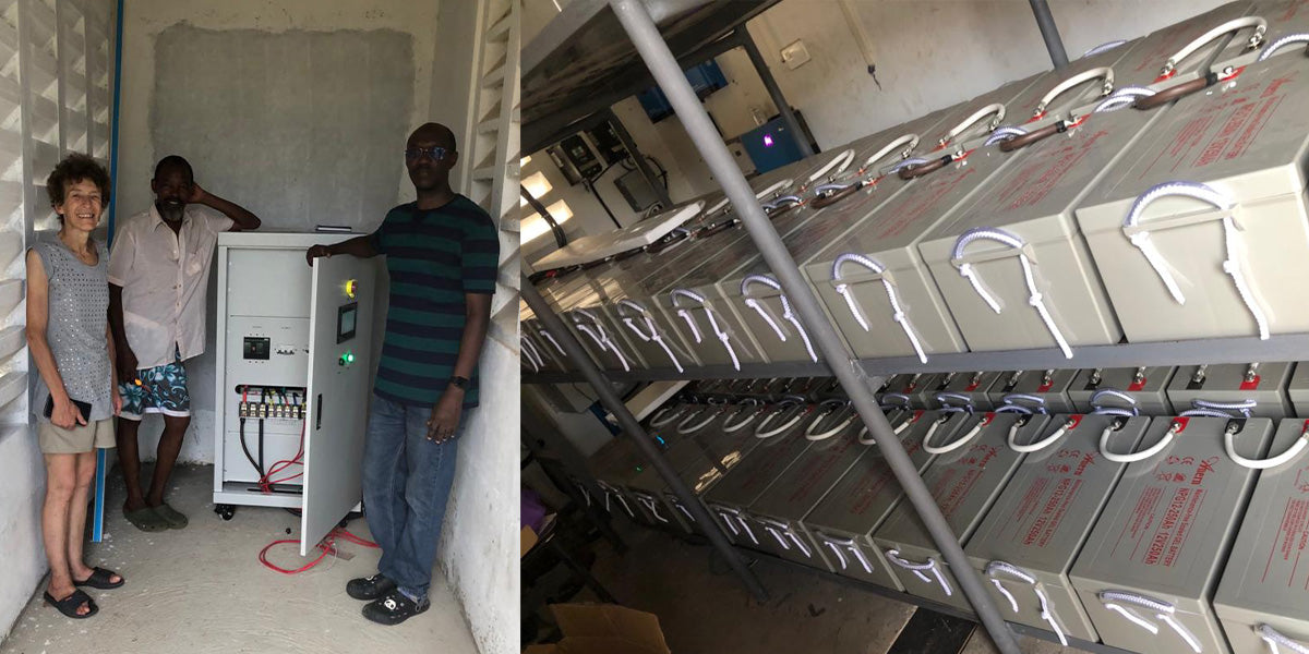 Tanzania off-grid project featuring an Anern central inverter cabinet and multiple battery racks for storage