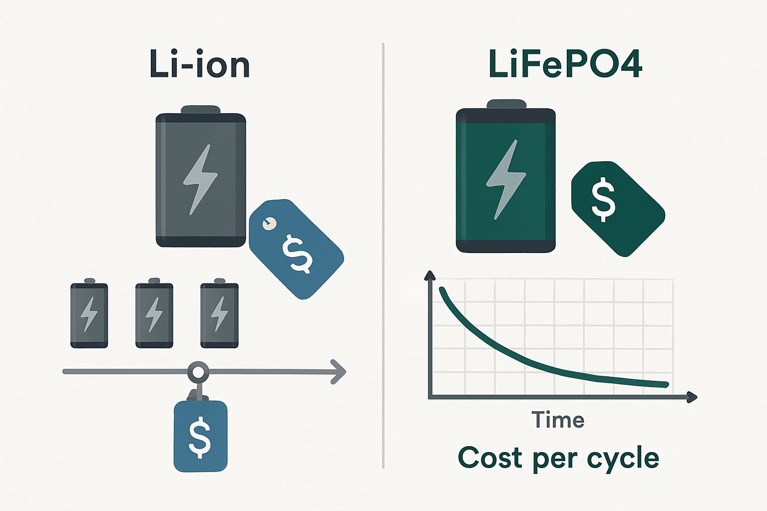 Stop Overpaying: LiFePO4 vs Li-Ion Battery Price & Total Cost