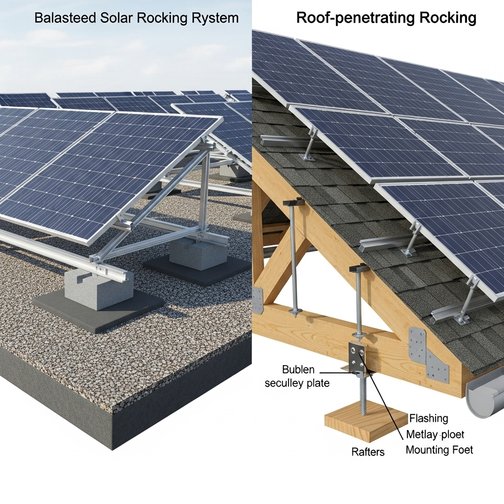 Ballasted vs Roof-Penetrating Racks: Risks, Costs, Use Cases