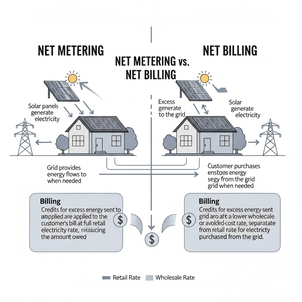 Net Metering, Net Billing & Export Credits: A Policy Guide