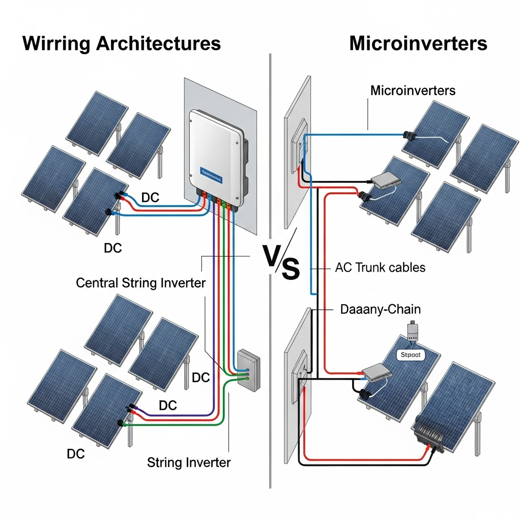 String Inverter One Line String vs Microinverters: BOS Cost and NEC Compliance