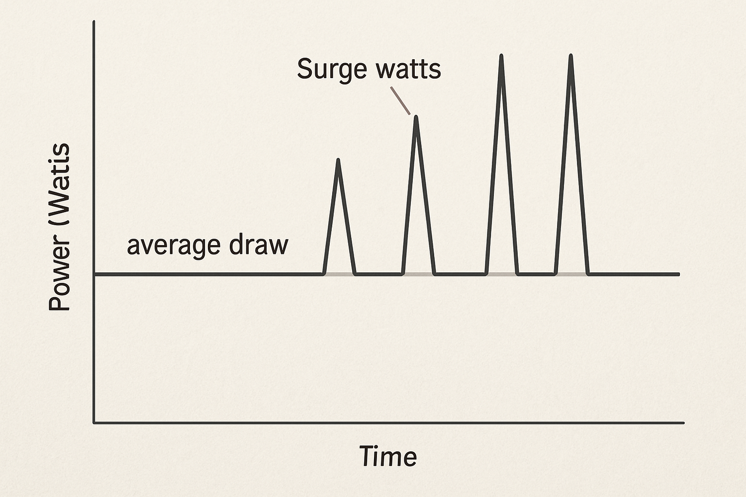 What's the difference between surge watts and average draw?
