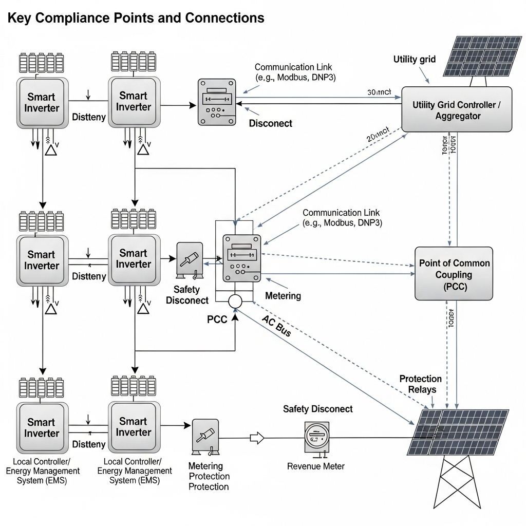 Compliance checklist for parallel ESS under modern grid codes