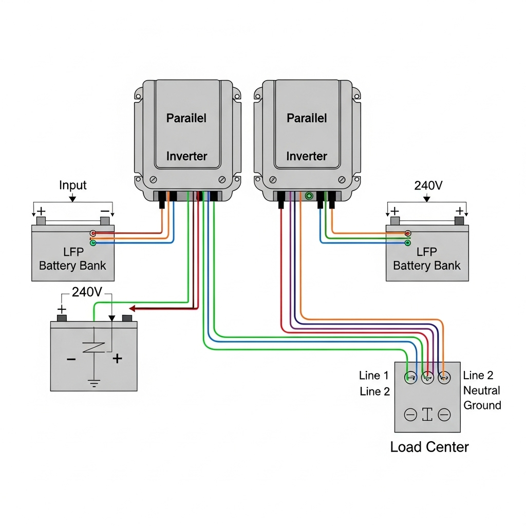 Unlock 240 V split‑phase from parallel inverters and LFP