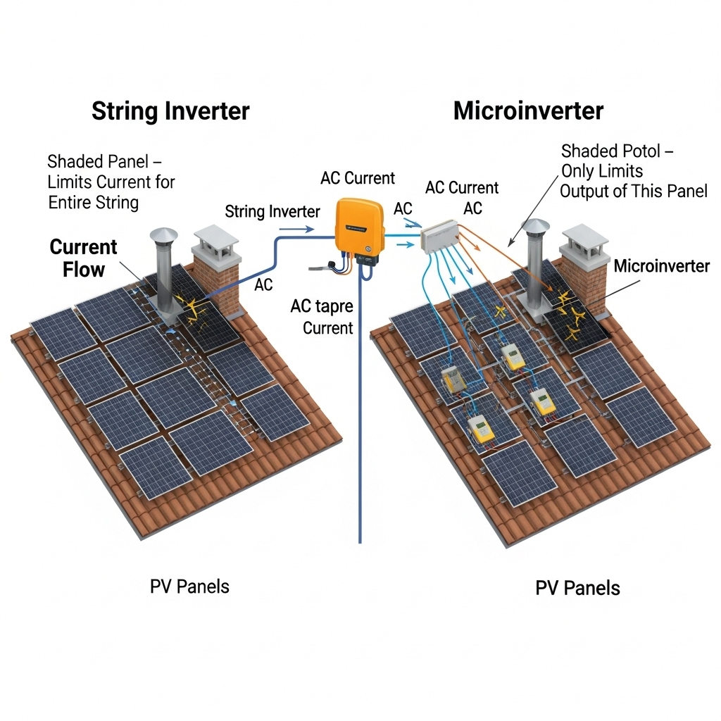 Microinverters vs String Inverters: Efficiency at Mismatch