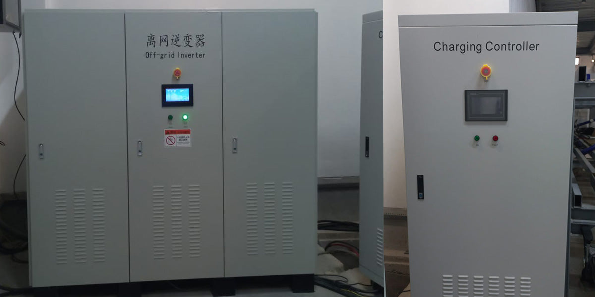 An Anern off-grid inverter and charging controller unit stands ready, powering farm equipment in Peru