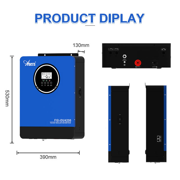 12V 24V 4.2KW Off Grid Auto Pure Sine Wave Sensing Solar Hybrid Inverter