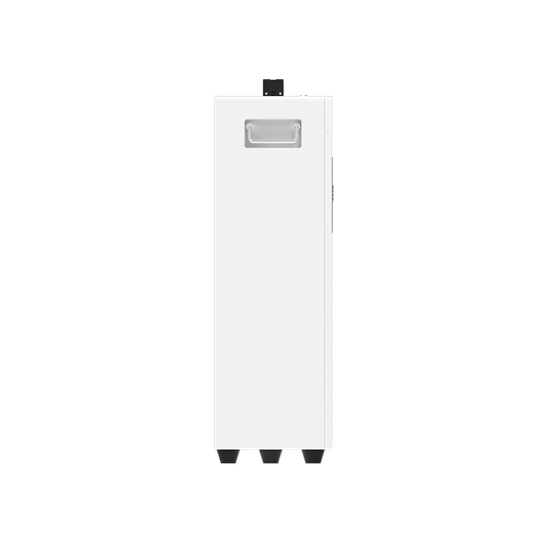 White 51.2V 314Ah LiFePO4 solar battery module with handle and black base