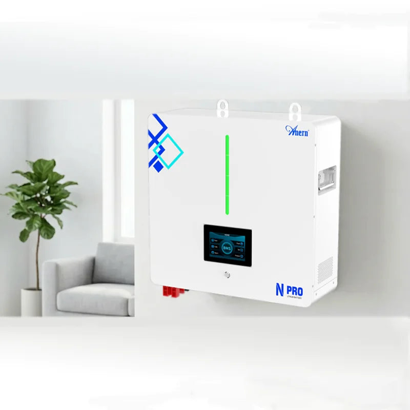 51.2V 100Ah wall-mounted LiFePO4 solar battery with display