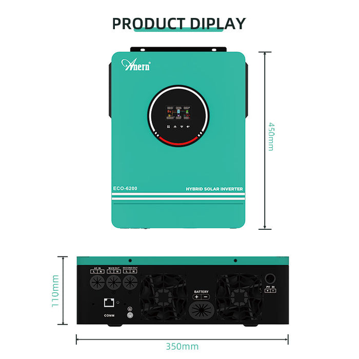 6200W 220-240VAC 48VDC Off-Grid Hybrid Solar Inverter