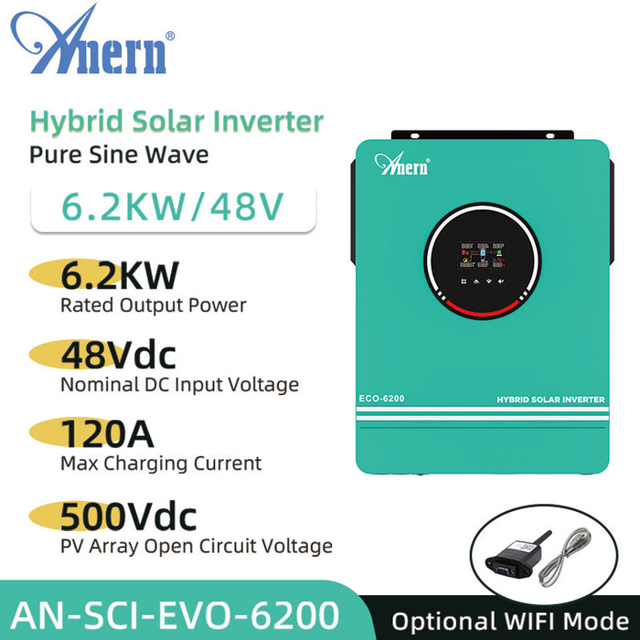 6200W 220-240VAC 48VDC Off-Grid Hybrid Solar Inverter