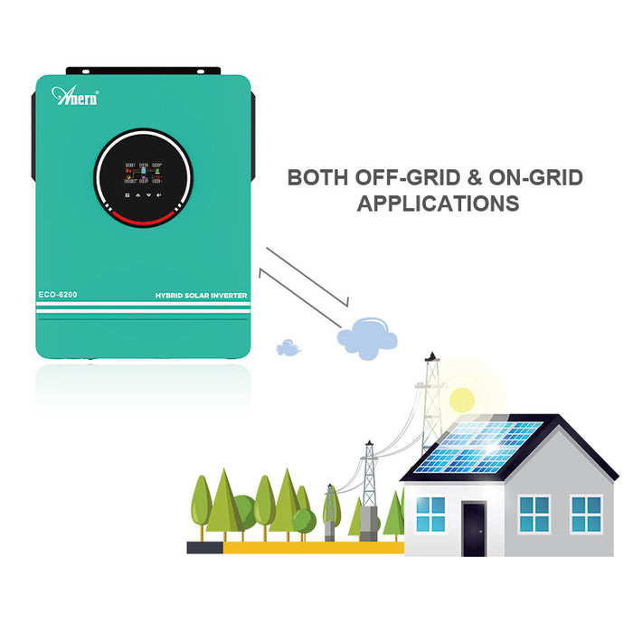 6200W 220VAC/230VAC/240VAC 24VDC Off-Grid Hybrid Solar Inverter