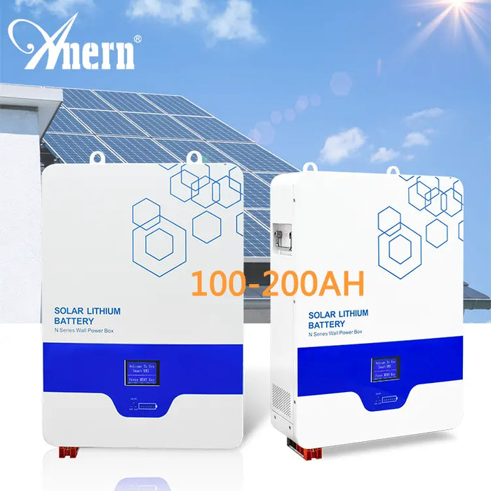 25.6v 51.2V 100AH 200AH 280AH Wall-Mounted Solar LiFePo4 Lithium Ion Battery Energy Storage Battery-Anern