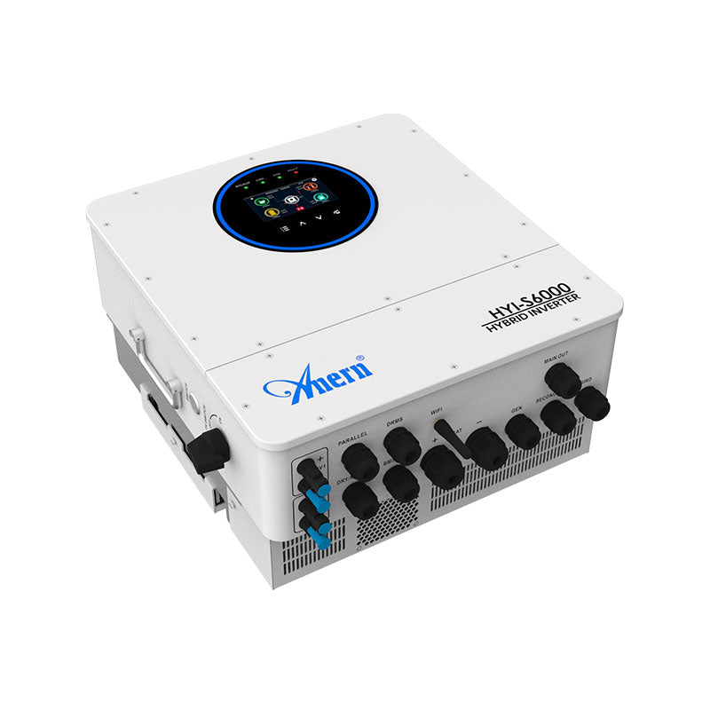 6000W On-grid Off-grid hybrid inverter with digital display and multiple ports for solar battery storage