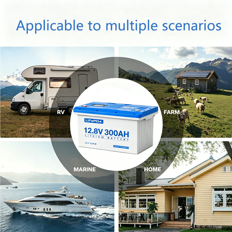 12V 300Ah LiFePO4 battery for RV, farm, marine, and home storage