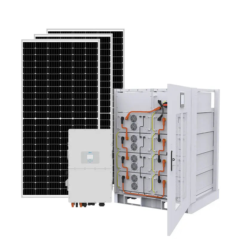 50kW hybrid solar power system with 128kWh lithium battery storage, inverter and solar panels