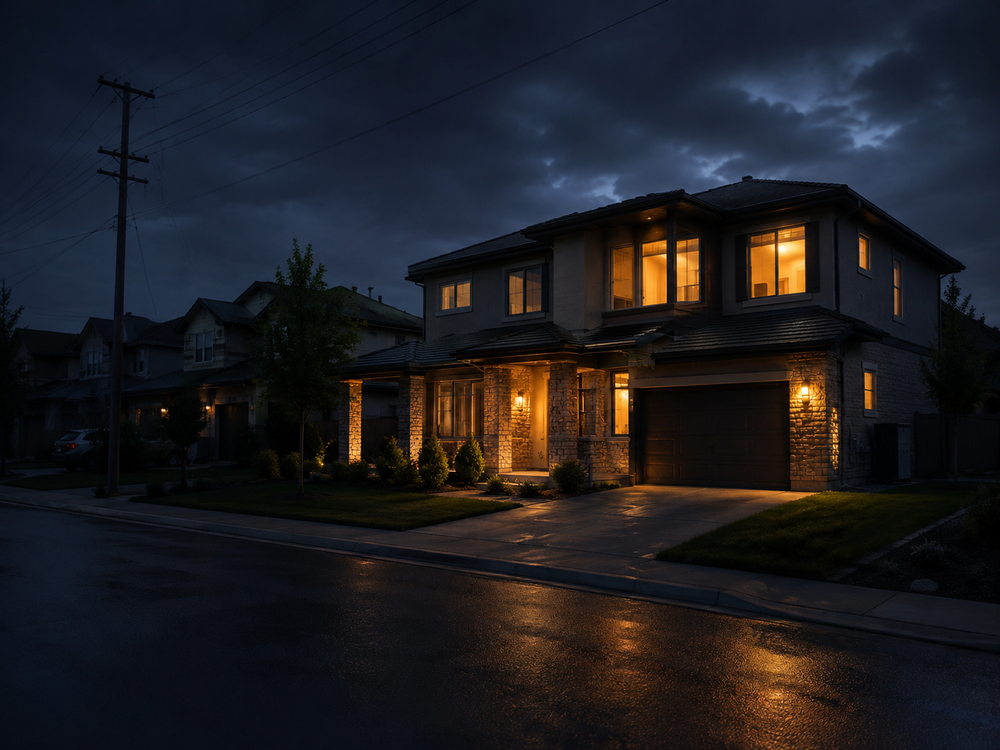 Residential home affected by a power outage