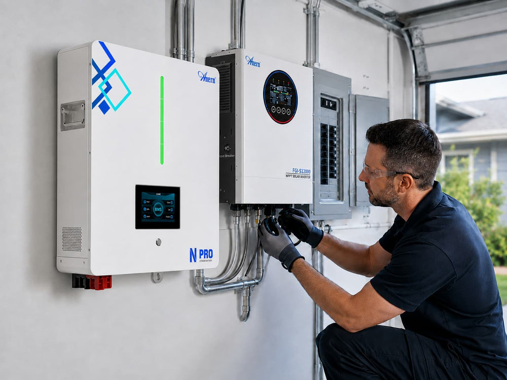 Residential battery and inverter installation for a home energy storage system
