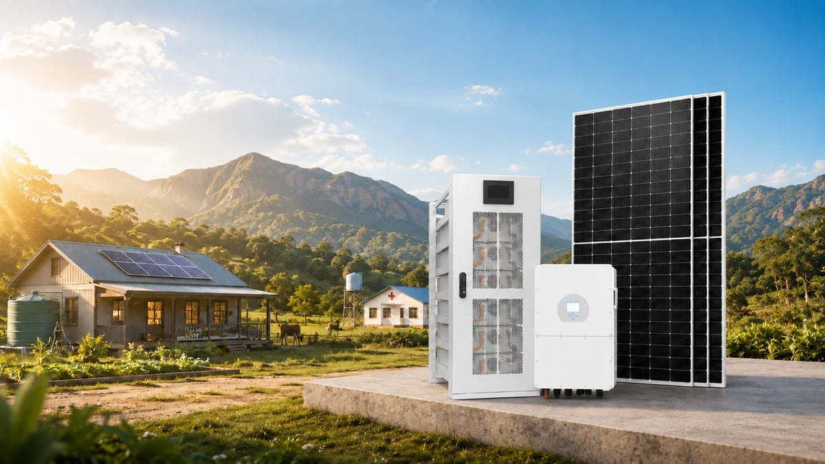 Off-grid solar battery system for a remote rural property
