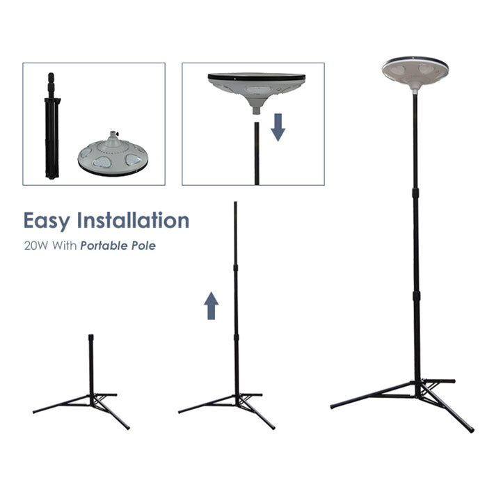 20w Round Solar Park Light with Portable Pole 