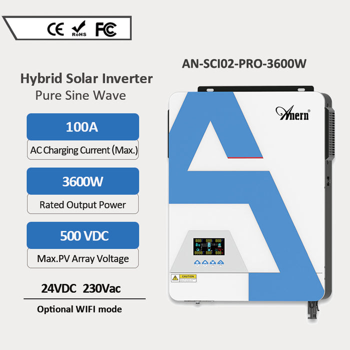 3.6KW On/Off Grid Pure Sine Wave Hybrid Solar Inverter-Anern