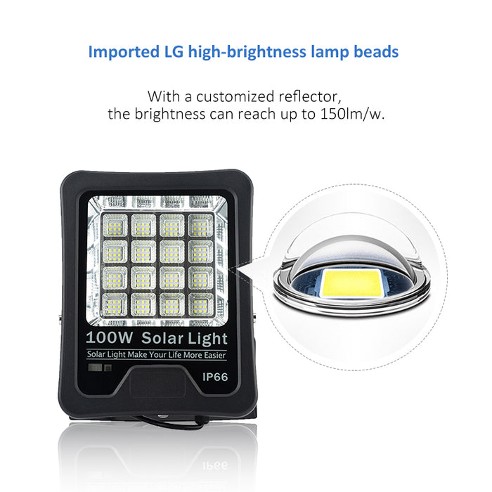 100w Adjustable Bracket Solar Flood Light with Impoerted LG High-Brightness Lamp Beads